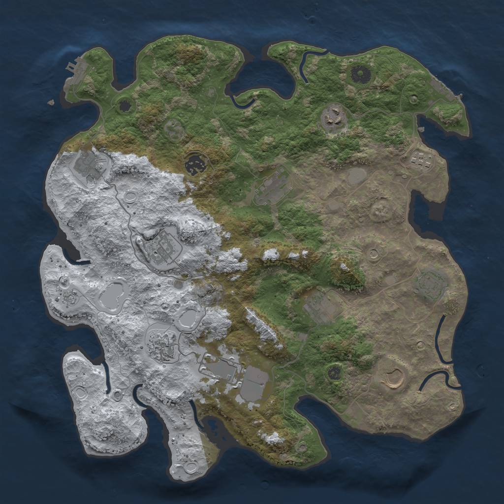 Rust Map: Procedural Map, Size: 3850, Seed: 1815566142, 20 Monuments