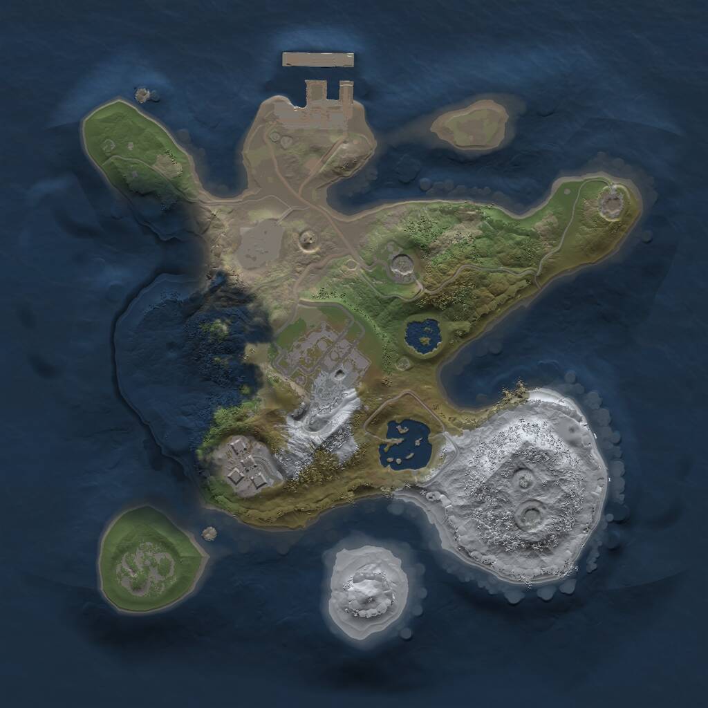 Rust Map: Procedural Map, Size: 2000, Seed: 2072212228, 6 Monuments