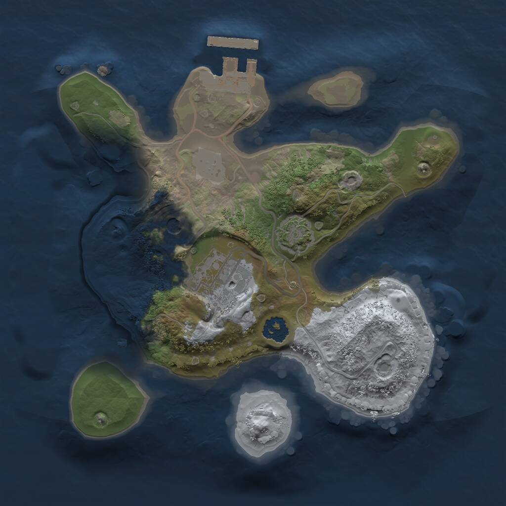Rust Map: Procedural Map, Size: 2000, Seed: 2072212228, 5 Monuments