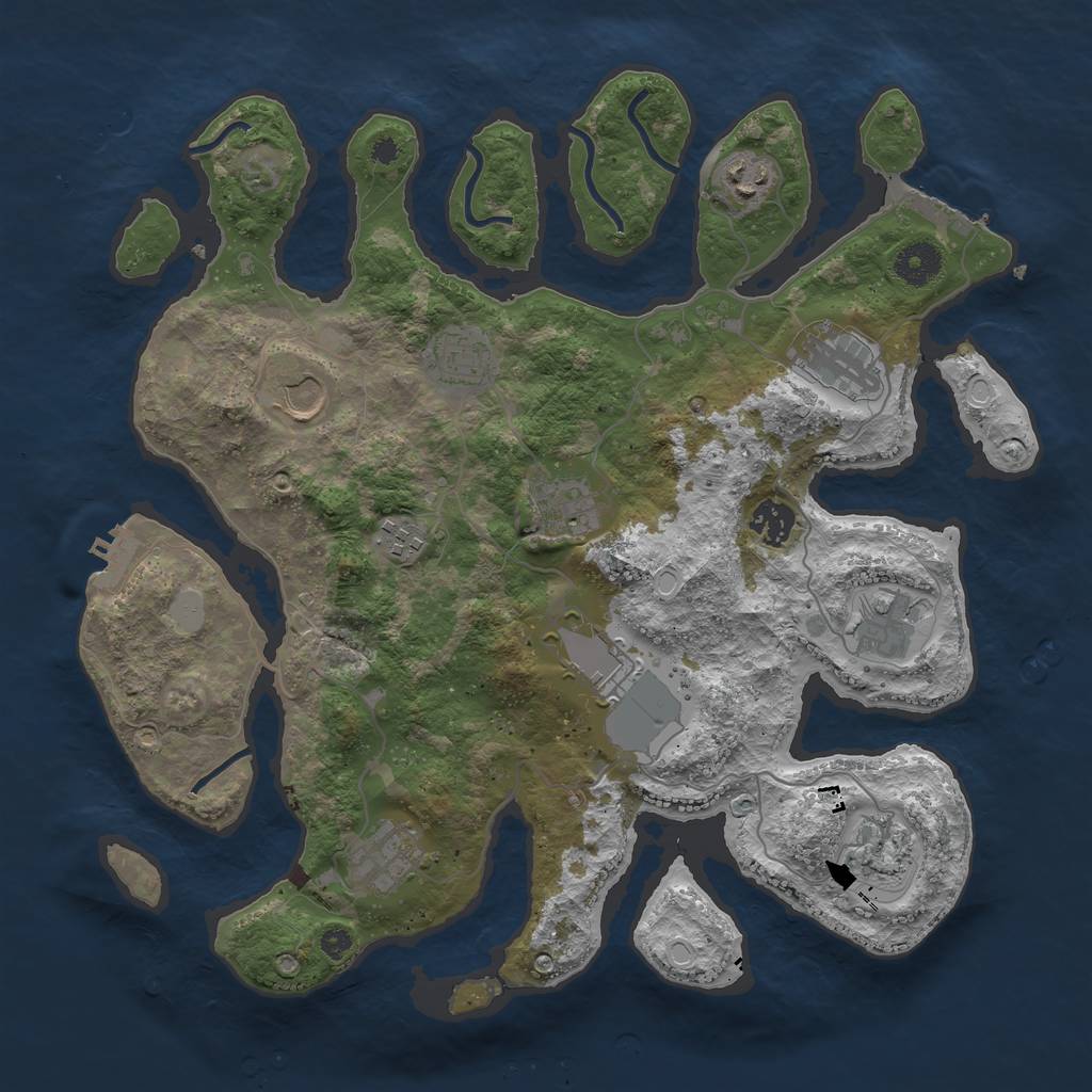 Rust Map: Procedural Map, Size: 3700, Seed: 1880761453, 18 Monuments