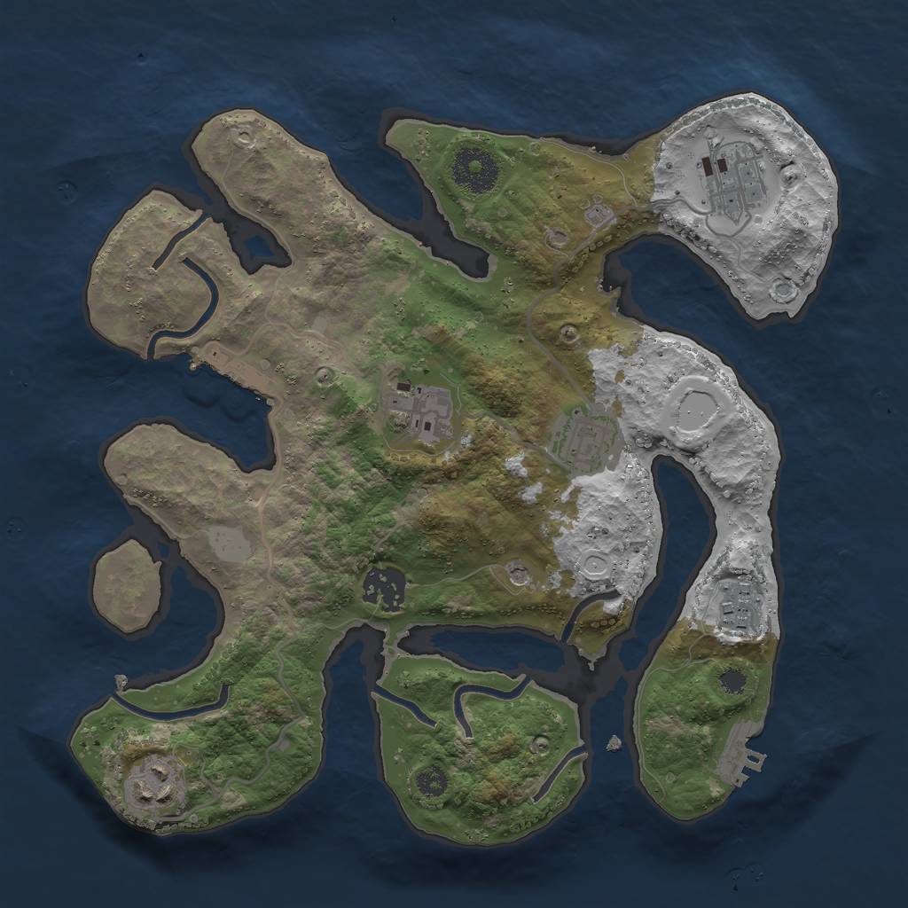 Rust Map: Procedural Map, Size: 3000, Seed: 12445211, 14 Monuments