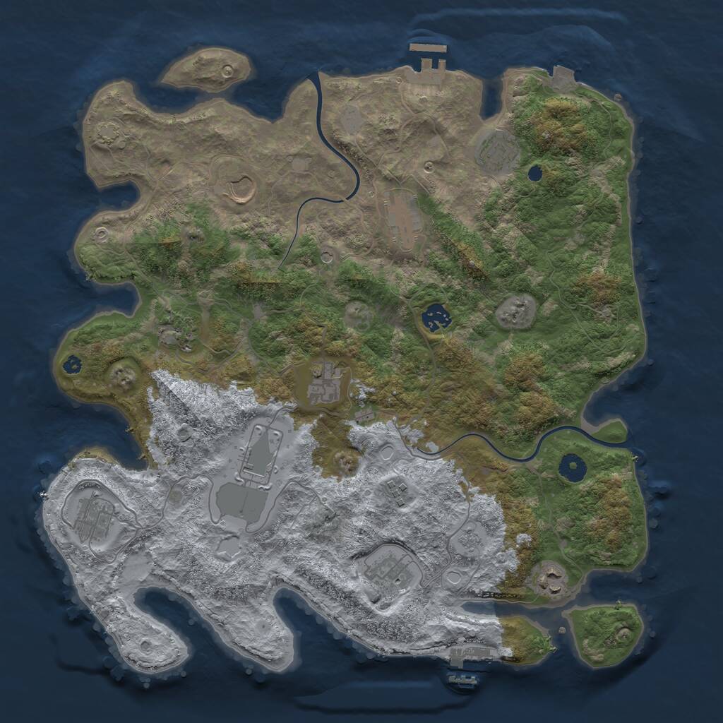 Rust Map: Procedural Map, Size: 3950, Seed: 1172159120, 17 Monuments