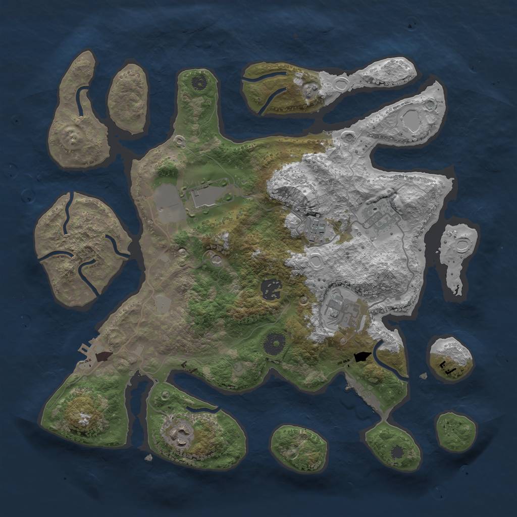 Rust Map: Procedural Map, Size: 3500, Seed: 1244421, 14 Monuments