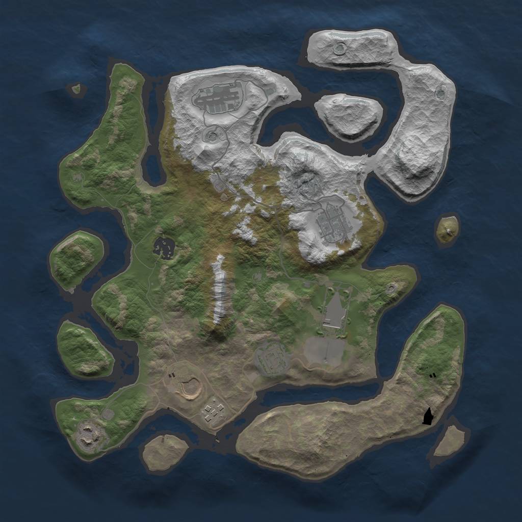 Rust Map: Barren, Size: 3500, Seed: 13825, 11 Monuments