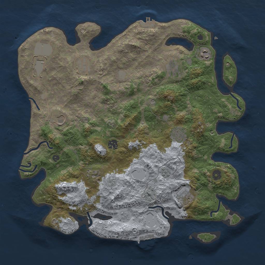 Rust Map: Procedural Map, Size: 3950, Seed: 134023373, 17 Monuments