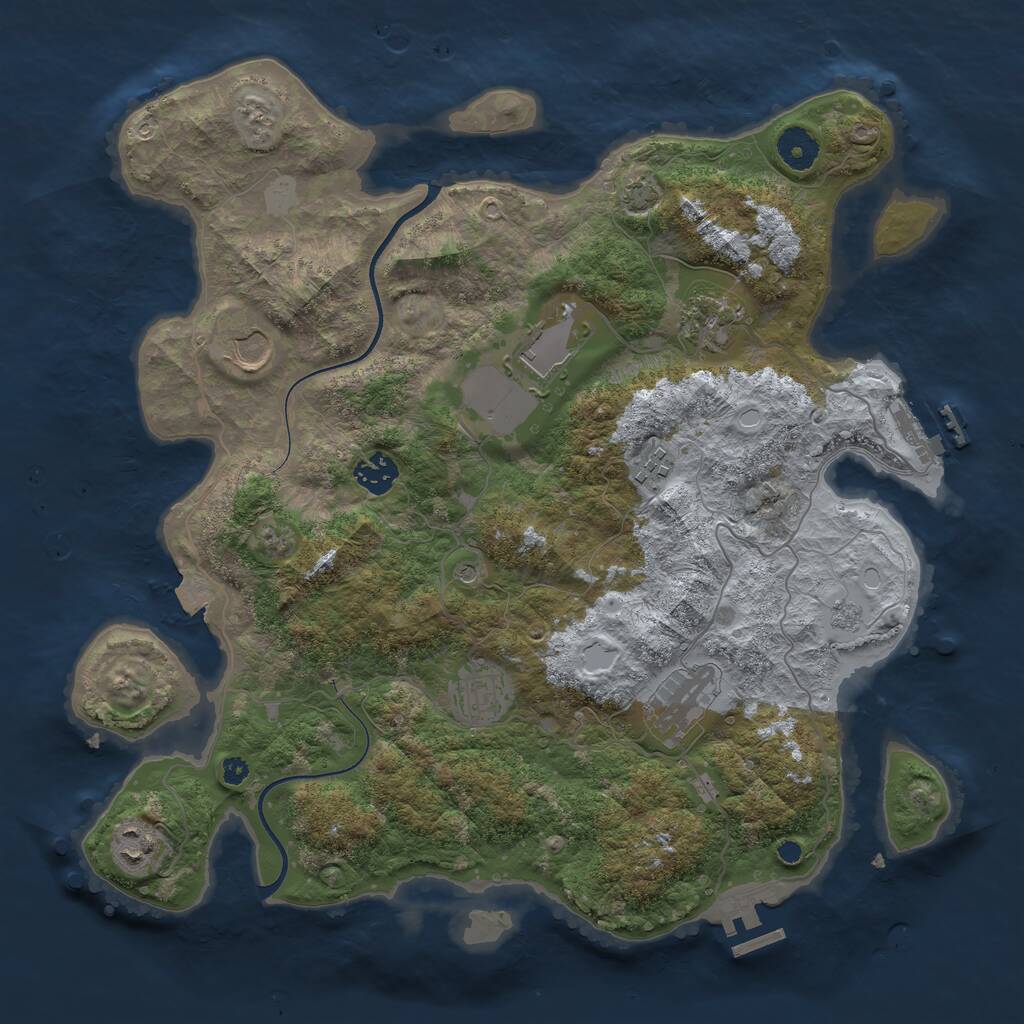 Rust Map: Procedural Map, Size: 3750, Seed: 279254013, 14 Monuments