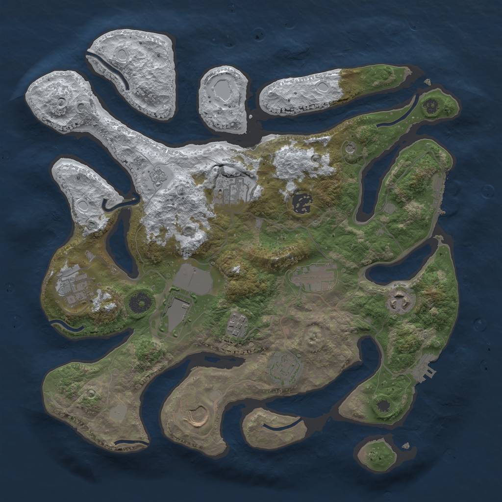 Rust Map: Procedural Map, Size: 3550, Seed: 763368, 18 Monuments