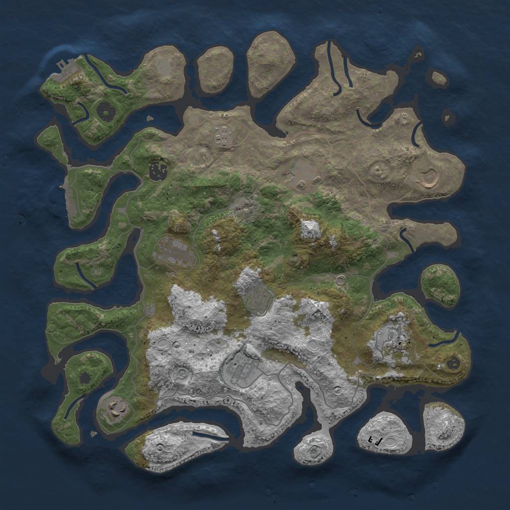 Rust Map: Procedural Map, Size: 4000, Seed: 886569, 17 Monuments