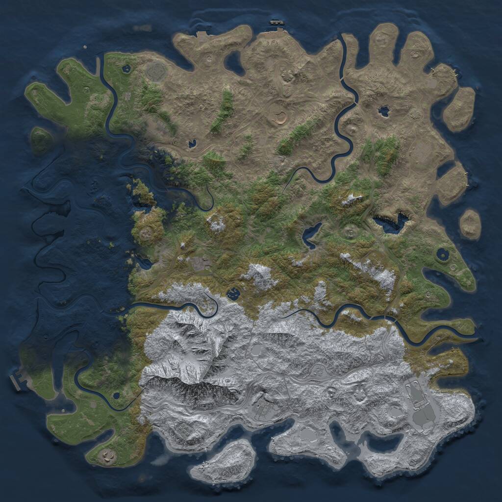 Rust Map: Procedural Map, Size: 6000, Seed: 78059, 17 Monuments