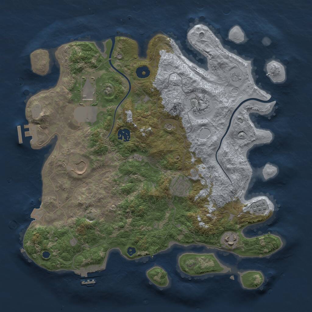 Rust Map: Procedural Map, Size: 3550, Seed: 528217, 13 Monuments