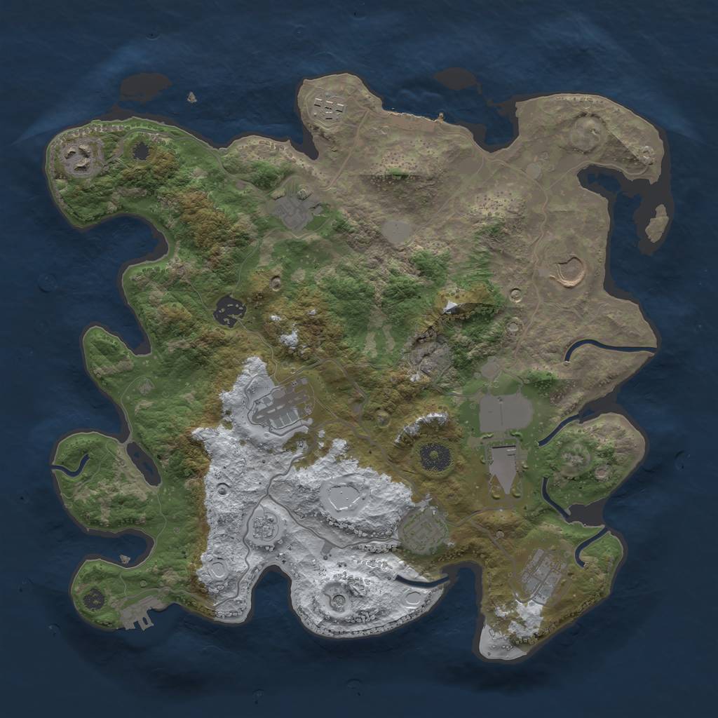 Rust Map: Procedural Map, Size: 3550, Seed: 632777, 18 Monuments