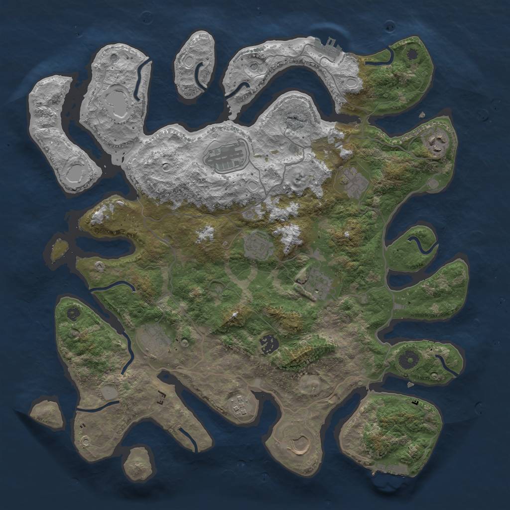 Rust Map: Procedural Map, Size: 4000, Seed: 301042, 17 Monuments