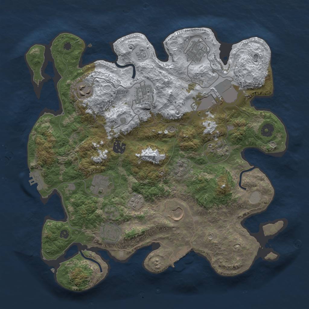 Rust Map: Procedural Map, Size: 3500, Seed: 1071283985, 19 Monuments