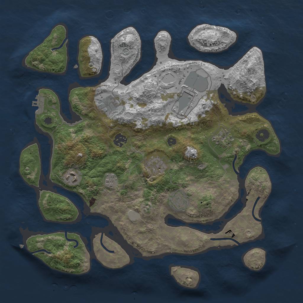 Rust Map: Procedural Map, Size: 3550, Seed: 340483, 15 Monuments