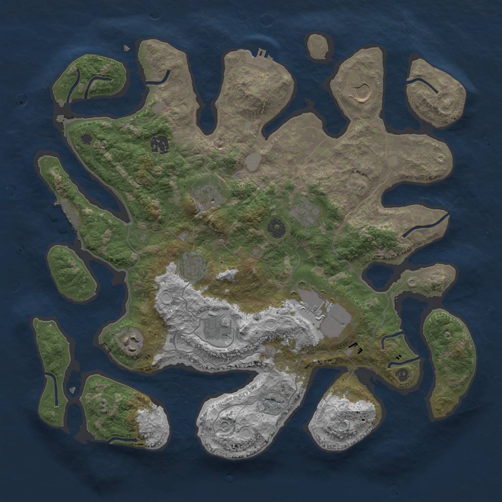 Rust Map: Procedural Map, Size: 4000, Seed: 43, 16 Monuments
