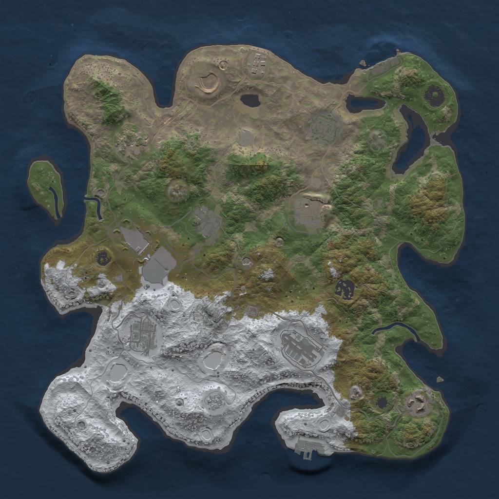 Rust Map: Procedural Map, Size: 3685, Seed: 2147483647, 20 Monuments