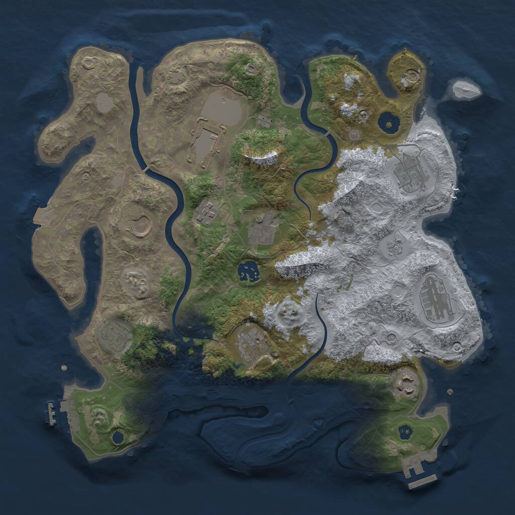 Rust Map: Procedural Map, Size: 3550, Seed: 121809, 16 Monuments