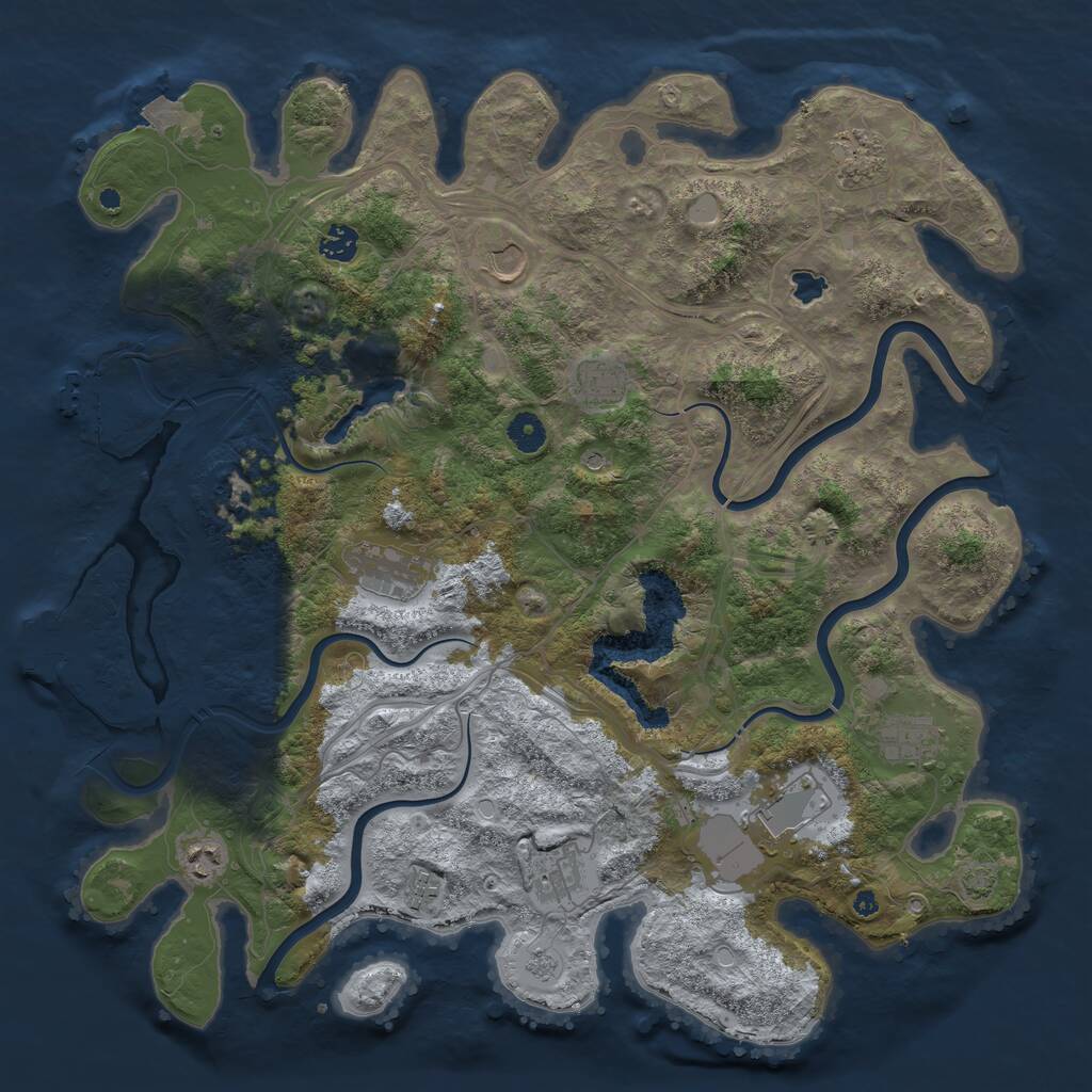 Rust Map: Procedural Map, Size: 4300, Seed: 8675309, 16 Monuments