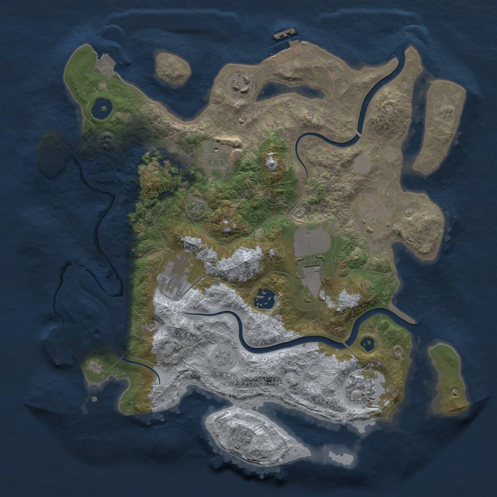 Rust Map: Procedural Map, Size: 3550, Seed: 321675, 14 Monuments
