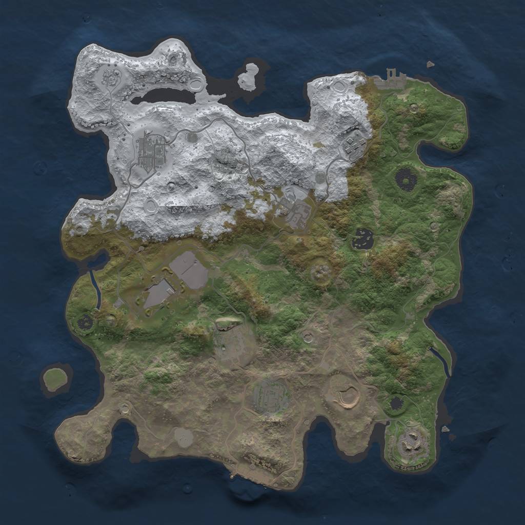 Rust Map: Procedural Map, Size: 3550, Seed: 523750, 18 Monuments