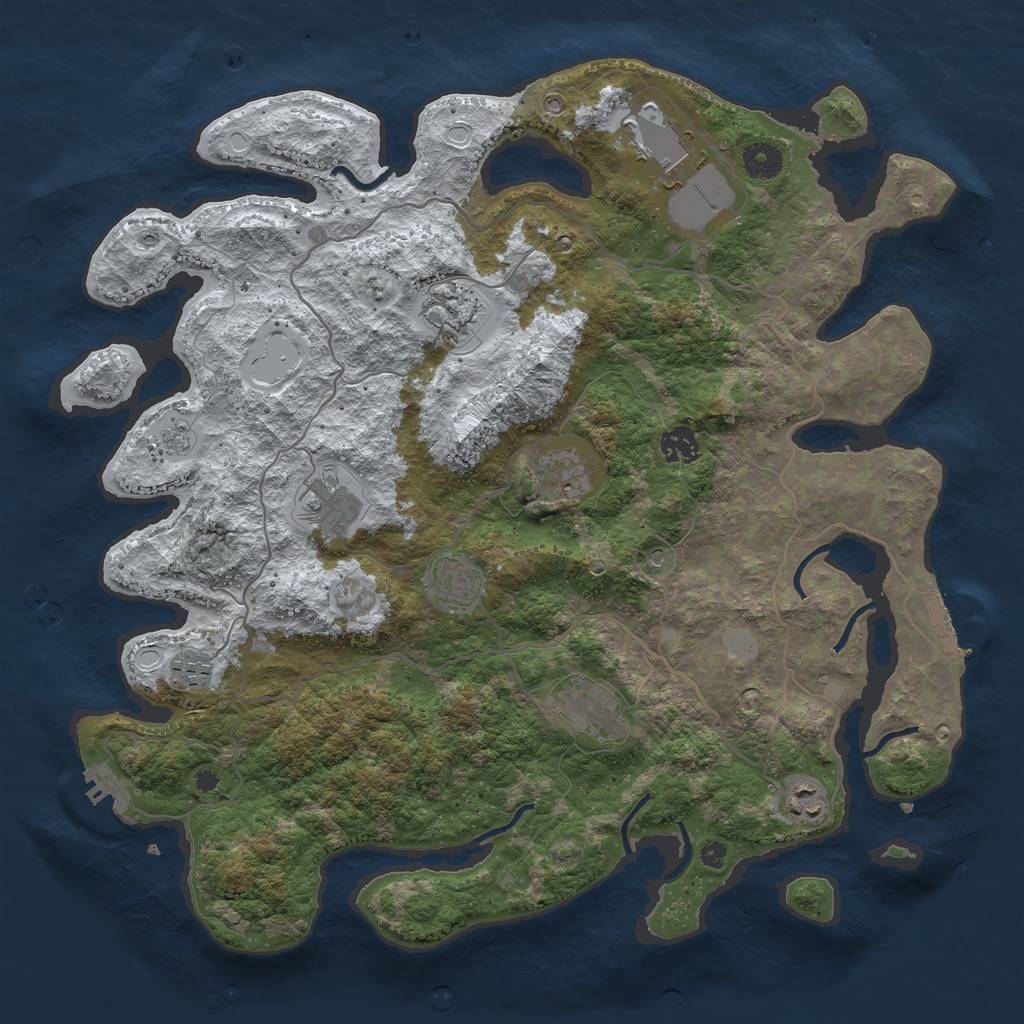 Rust Map: Procedural Map, Size: 4000, Seed: 4737864, 18 Monuments