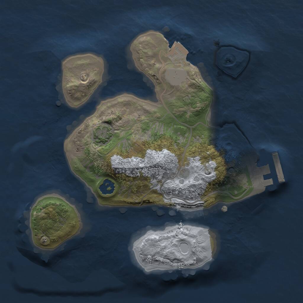Rust Map: Procedural Map, Size: 2000, Seed: 12344, 3 Monuments