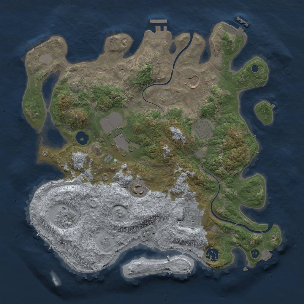 Rust Map: Procedural Map, Size: 3550, Seed: 417766, 14 Monuments