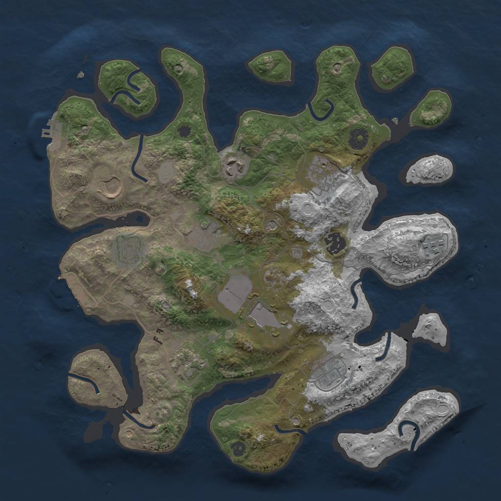Rust Map: Procedural Map, Size: 3550, Seed: 953387, 18 Monuments