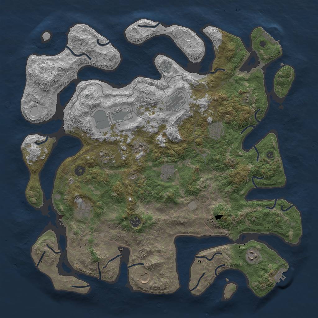 Rust Map: Procedural Map, Size: 4500, Seed: 2008374322, 18 Monuments