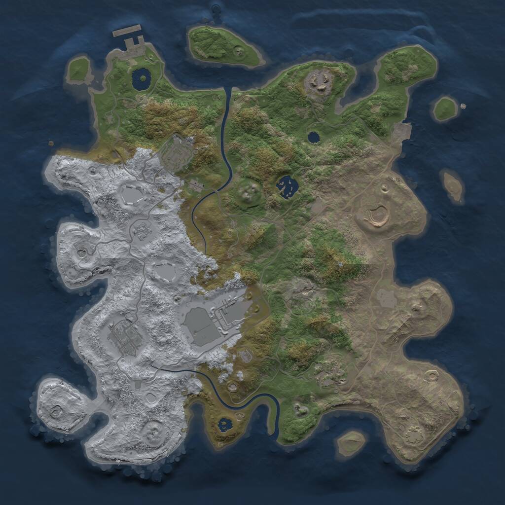 Rust Map: Procedural Map, Size: 3550, Seed: 928088, 12 Monuments