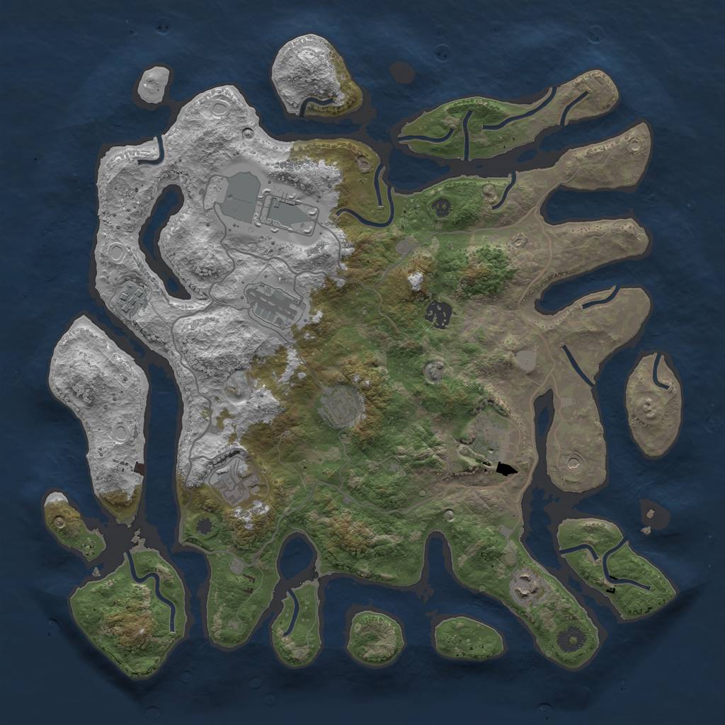 Rust Map: Procedural Map, Size: 4000, Seed: 518934573, 14 Monuments