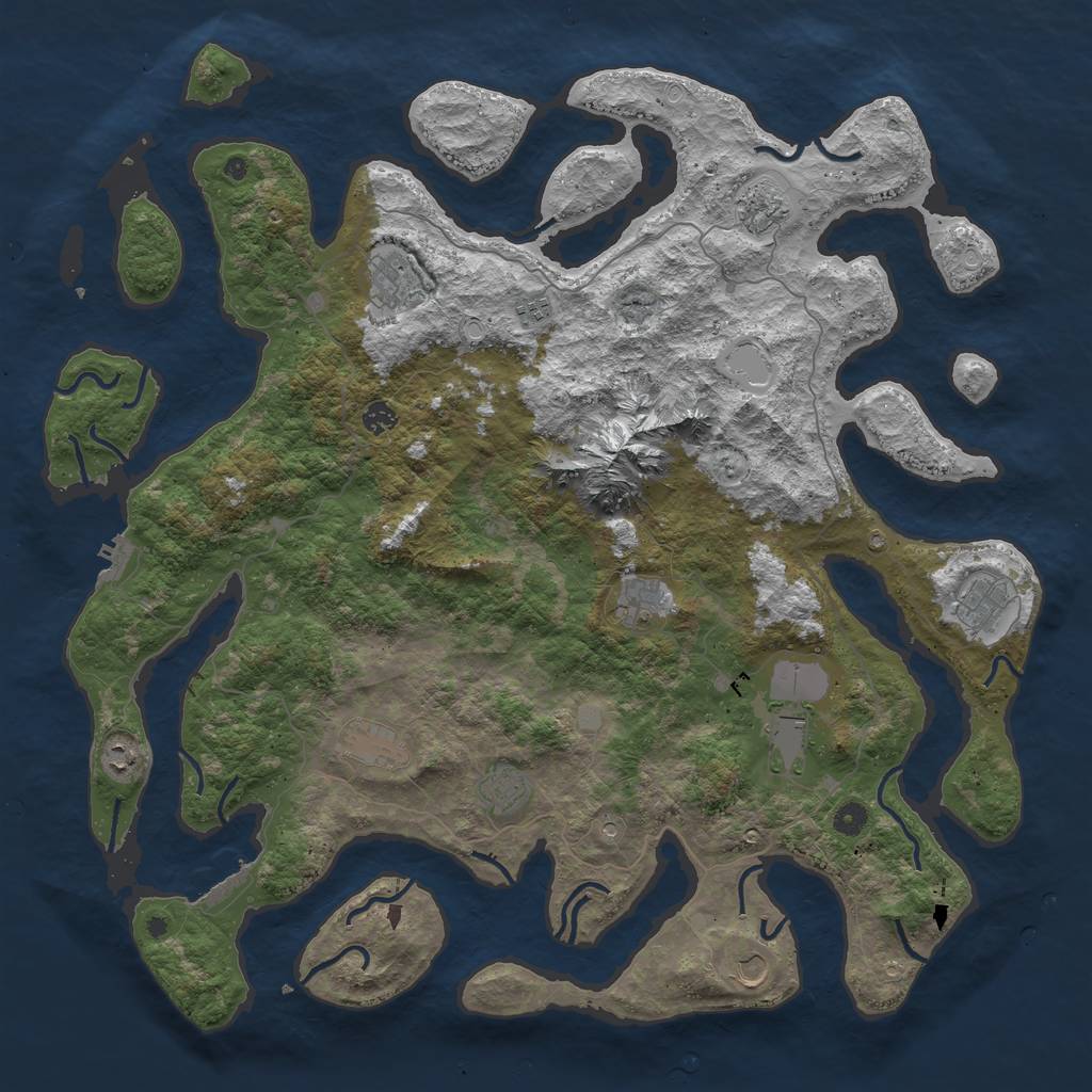 Rust Map: Procedural Map, Size: 5000, Seed: 121315421, 19 Monuments