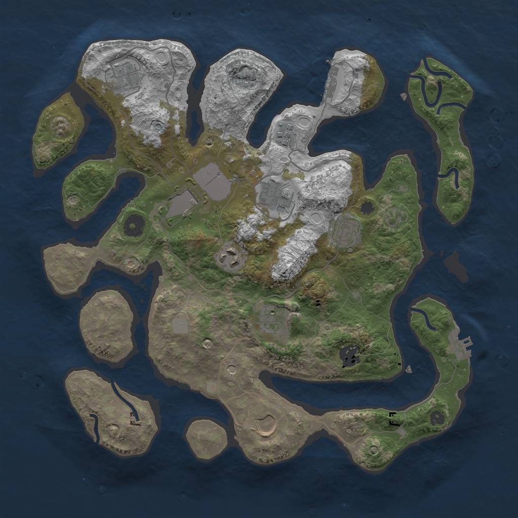 Rust Map: Procedural Map, Size: 3550, Seed: 787081, 17 Monuments