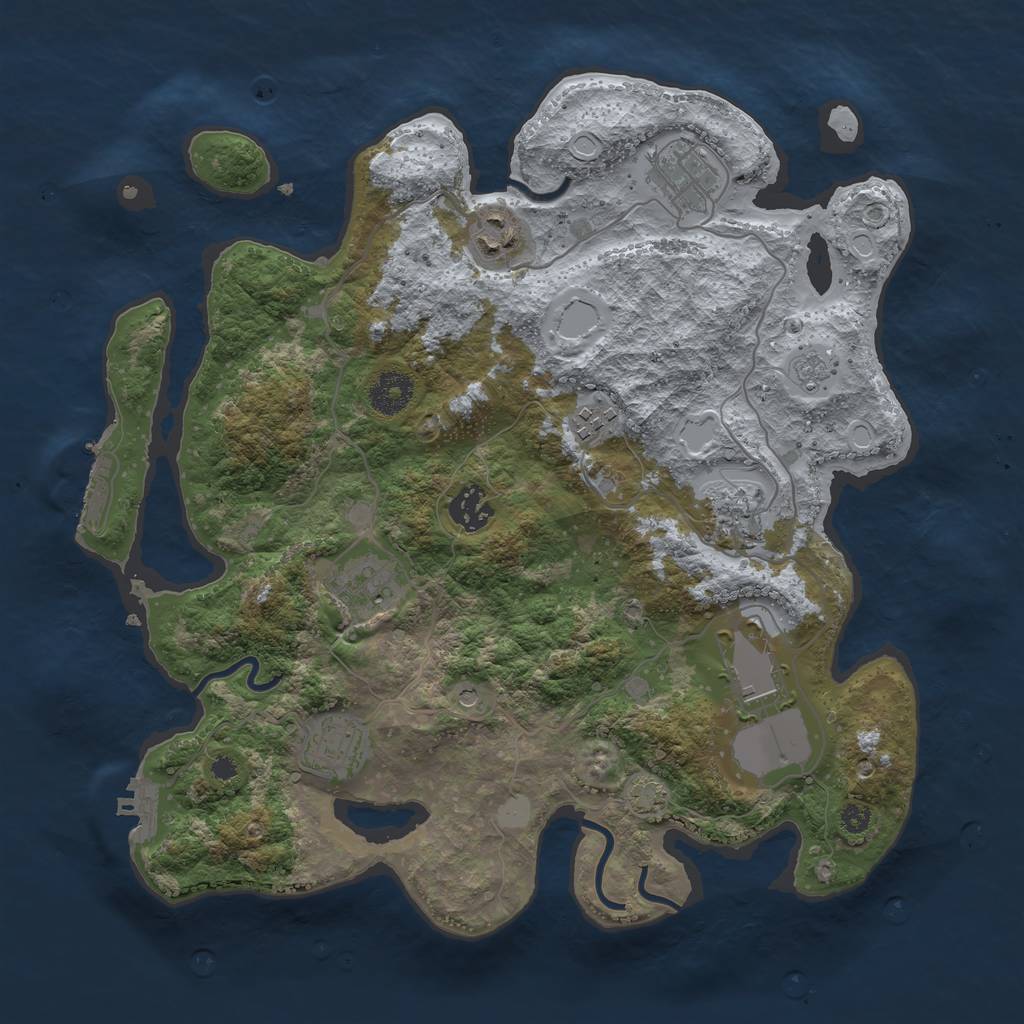 Rust Map: Procedural Map, Size: 3500, Seed: 333, 16 Monuments