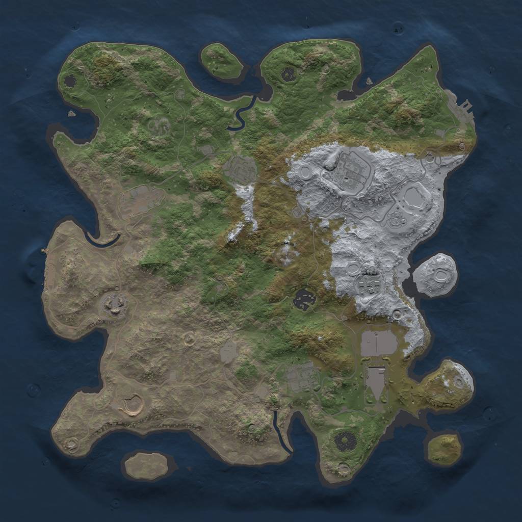 Rust Map: Procedural Map, Size: 3700, Seed: 9813145, 16 Monuments