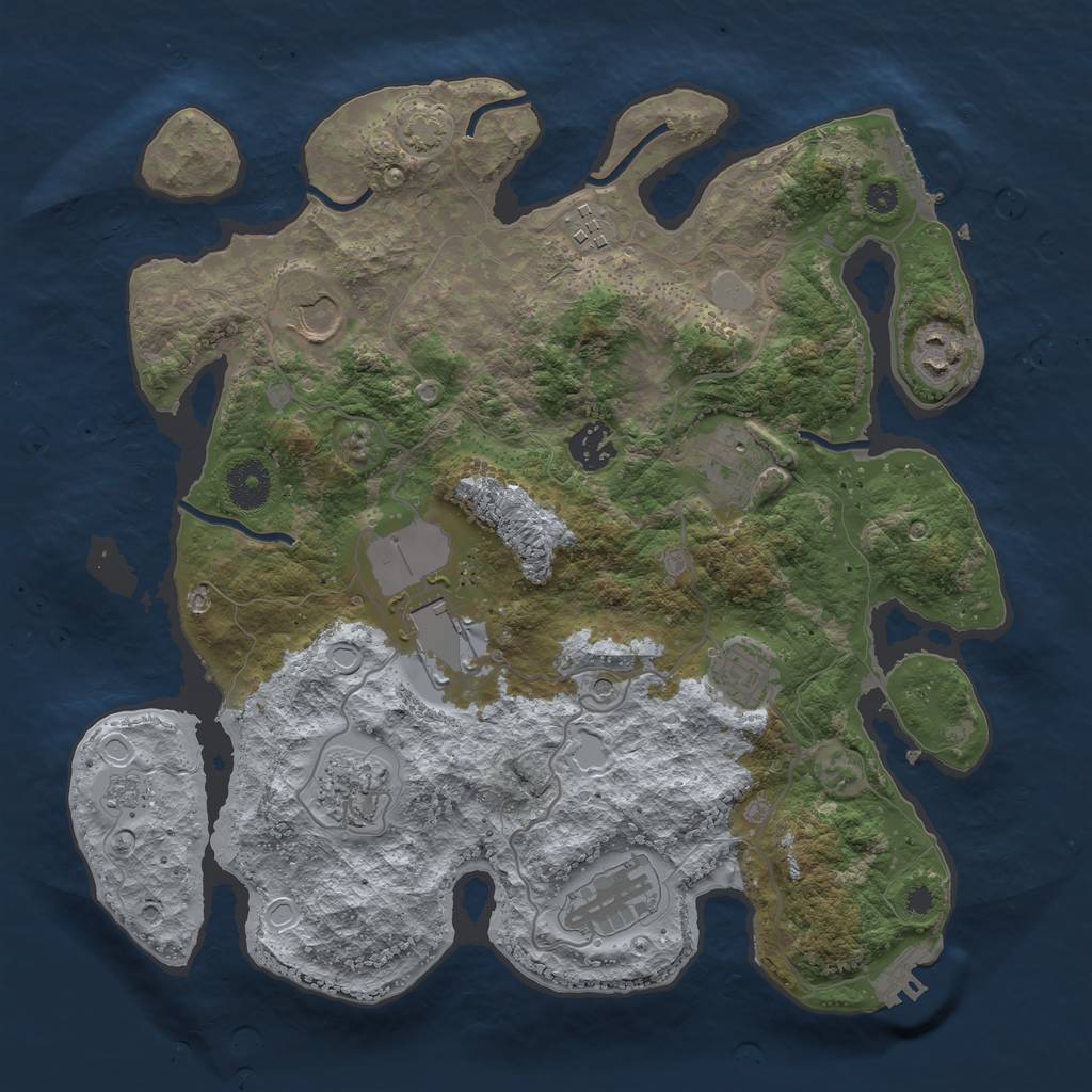 Rust Map: Procedural Map, Size: 3500, Seed: 37, 17 Monuments