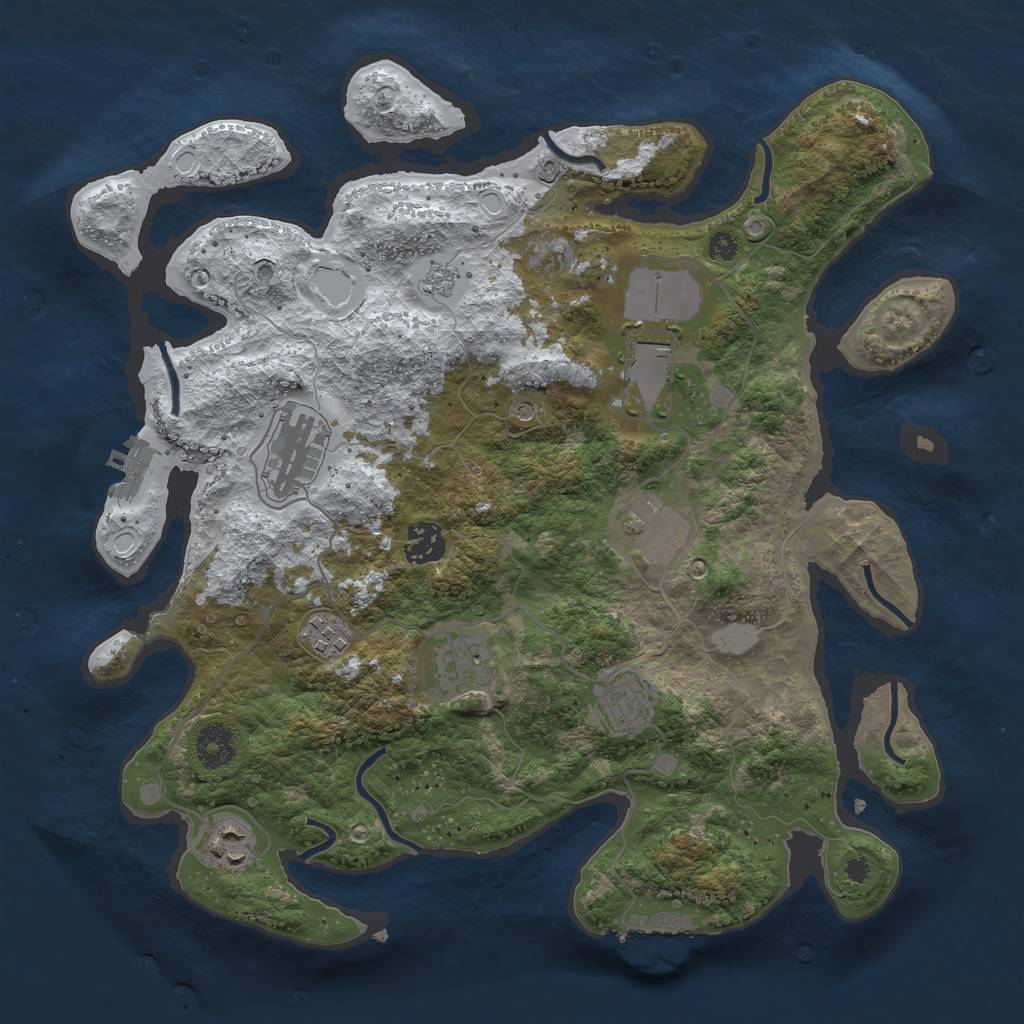 Rust Map: Procedural Map, Size: 3550, Seed: 843133, 17 Monuments