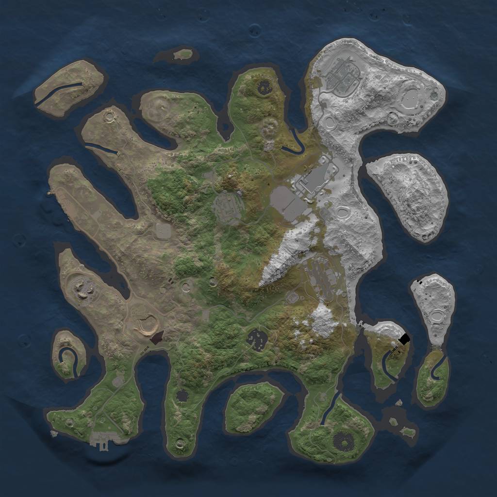 Rust Map: Procedural Map, Size: 3550, Seed: 702627, 15 Monuments