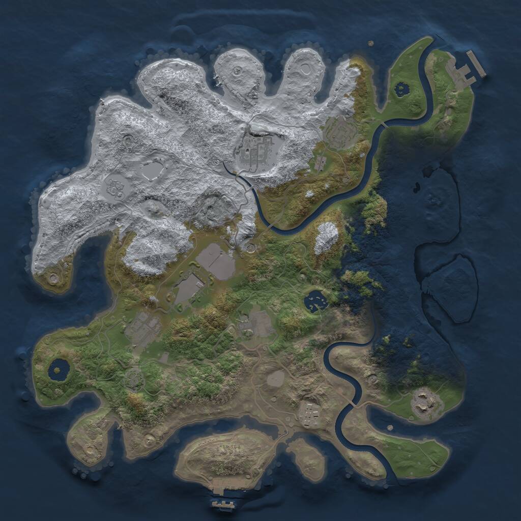 Rust Map: Procedural Map, Size: 3550, Seed: 85086, 14 Monuments