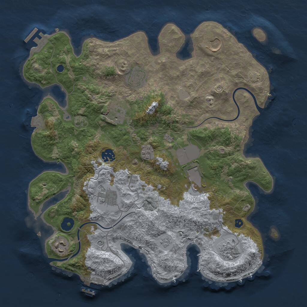 Rust Map: Procedural Map, Size: 3500, Seed: 374945470, 15 Monuments