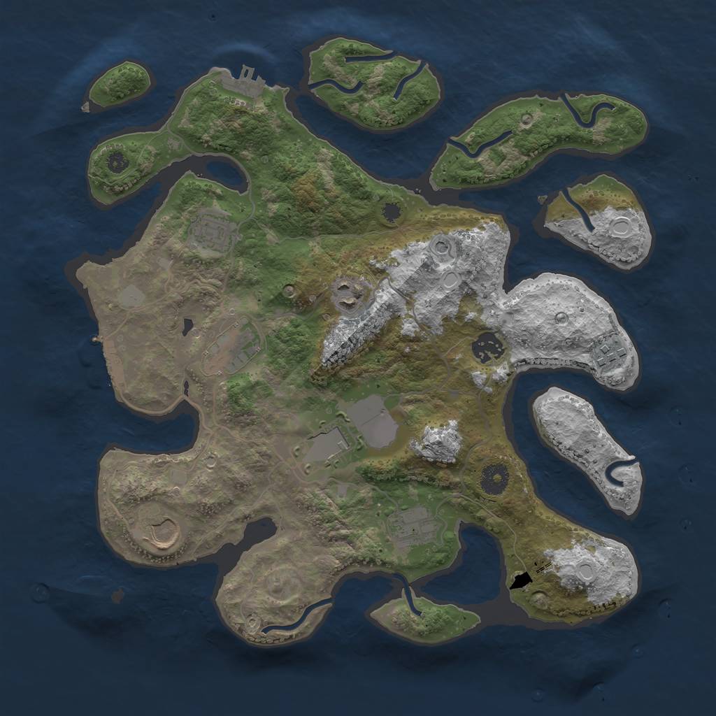 Rust Map: Procedural Map, Size: 3550, Seed: 925076, 16 Monuments