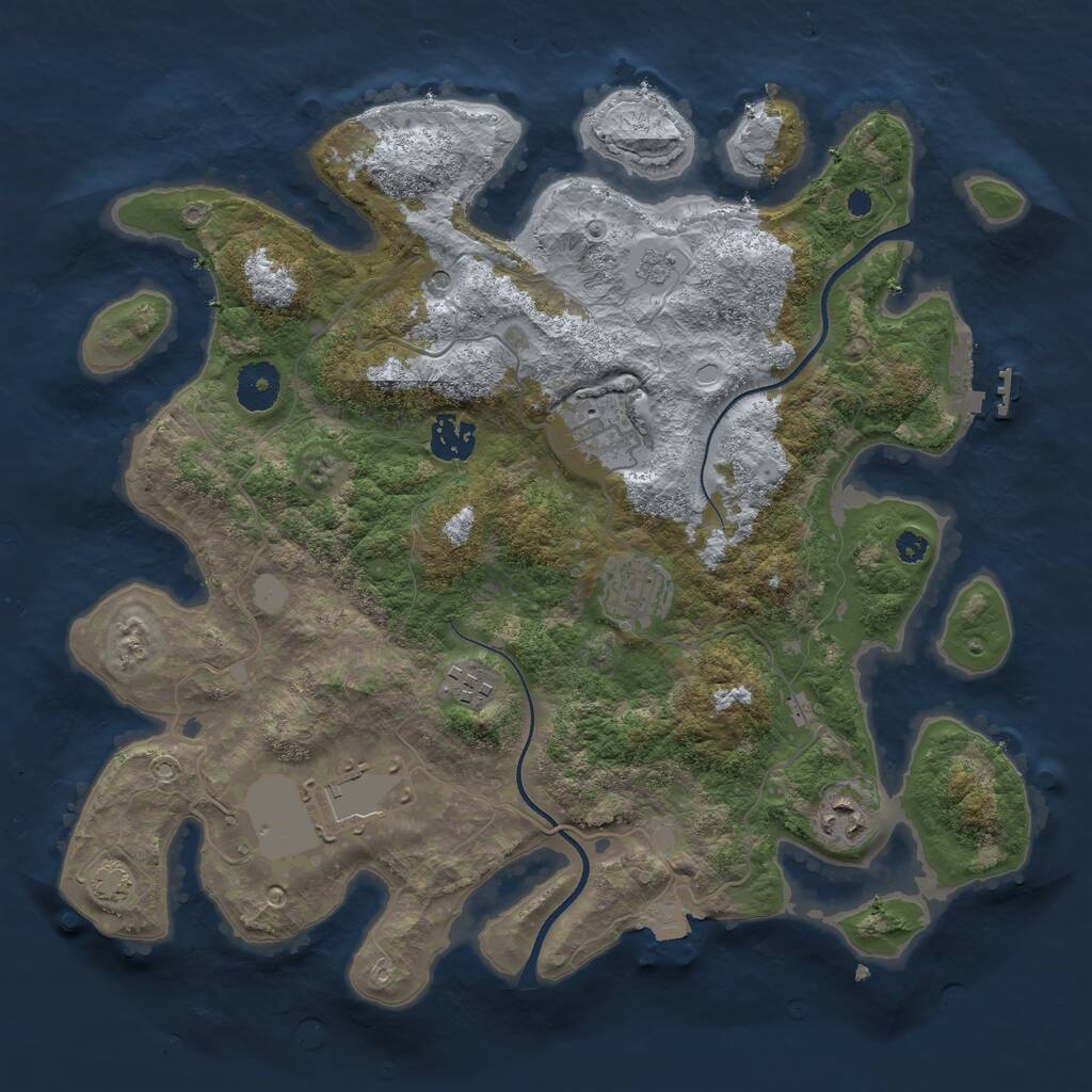 Rust Map: Procedural Map, Size: 3500, Seed: 338670634, 11 Monuments