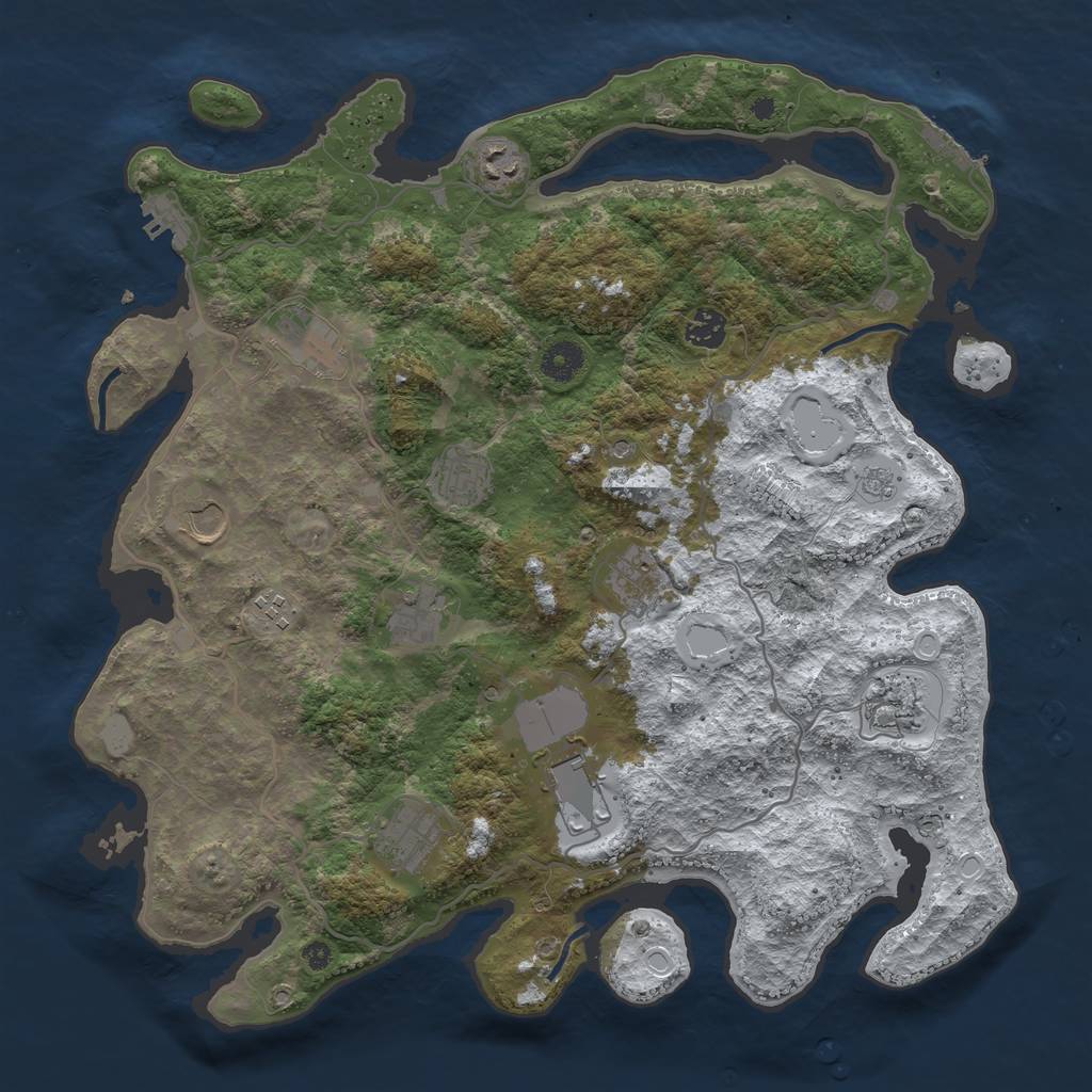 Rust Map: Procedural Map, Size: 4000, Seed: 1222219010, 20 Monuments
