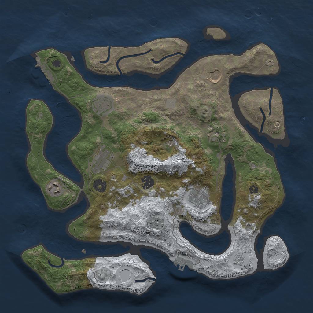 Rust Map: Procedural Map, Size: 3500, Seed: 493799362, 17 Monuments