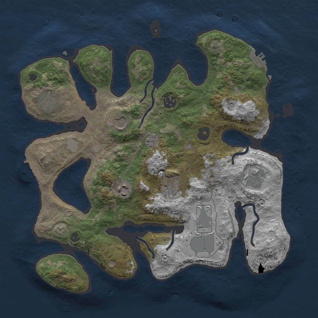 Rust Map: Procedural Map, Size: 3550, Seed: 303743, 16 Monuments