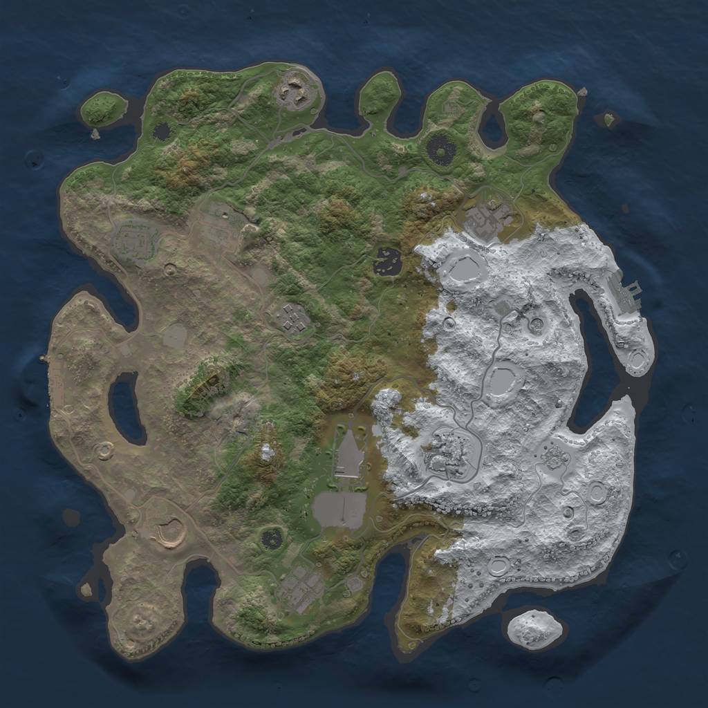 Rust Map: Procedural Map, Size: 3550, Seed: 311901, 19 Monuments