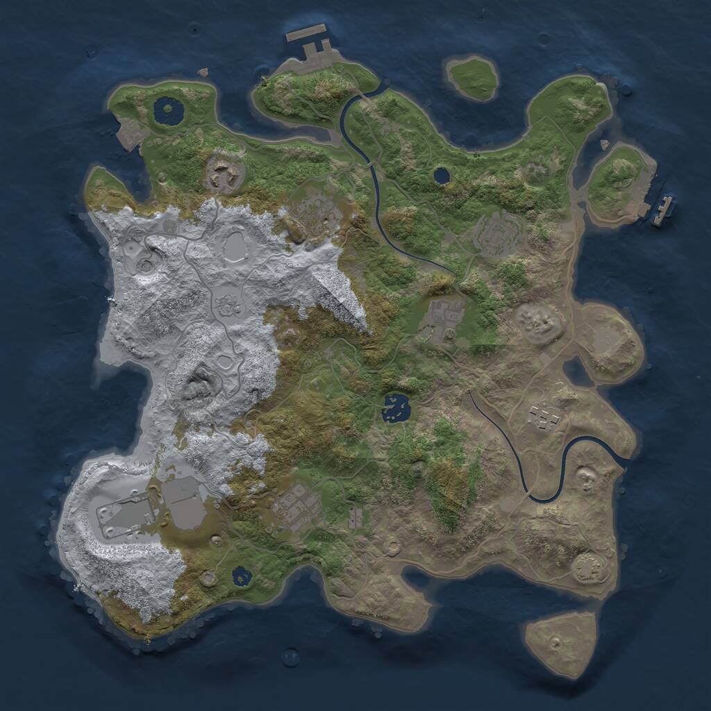 Rust Map: Procedural Map, Size: 3550, Seed: 87682, 14 Monuments