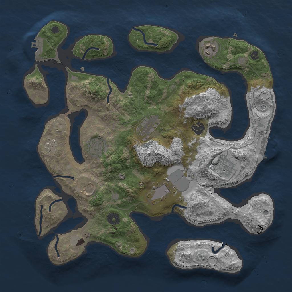 Rust Map: Procedural Map, Size: 3500, Seed: 143849871, 16 Monuments