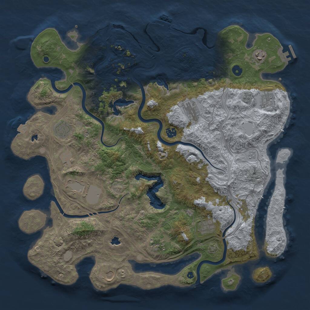 Rust Map: Procedural Map, Size: 4500, Seed: 557020084, 17 Monuments