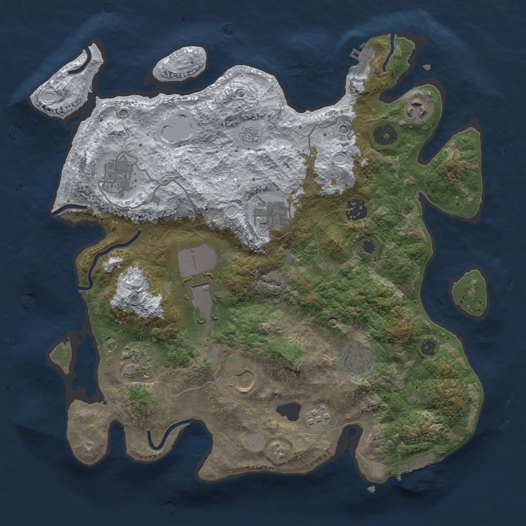 Rust Map: Procedural Map, Size: 3550, Seed: 62625, 18 Monuments